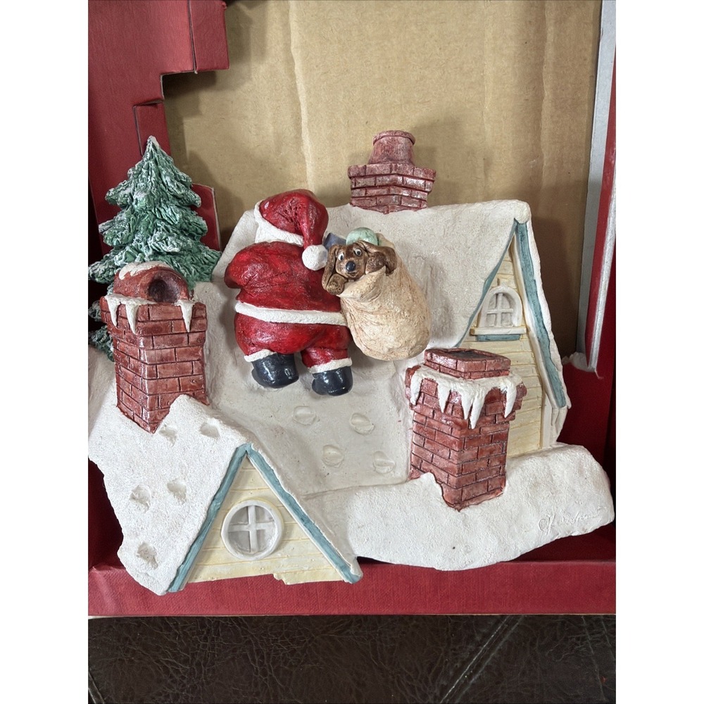 Santa Roof Top Michaels Ltd Classic Memories 3D Sculptured Plaque 1995 Vtg Read